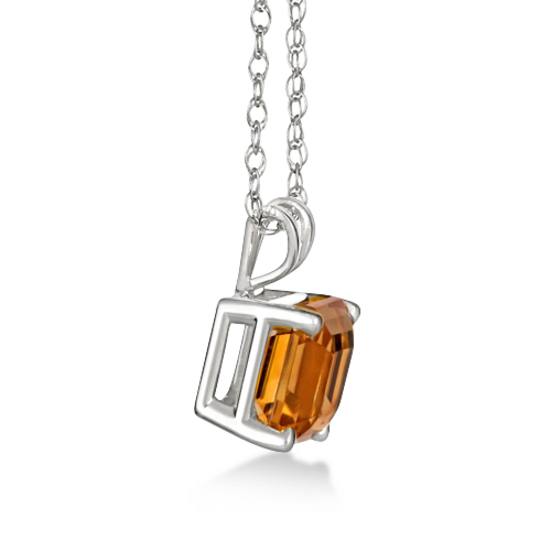 Asscher Cut Citrine Pendant Necklace 14k White Gold (1.50ct)