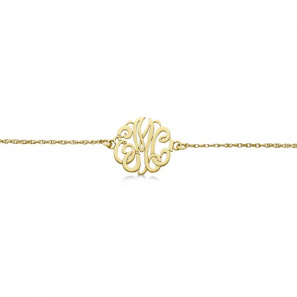 Personalized Initial Monogram Chain Bracelet in 14k Yellow Gold