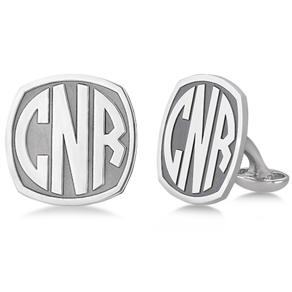 Customized Bold-Face Initial Cuff Links in Sterling Silver