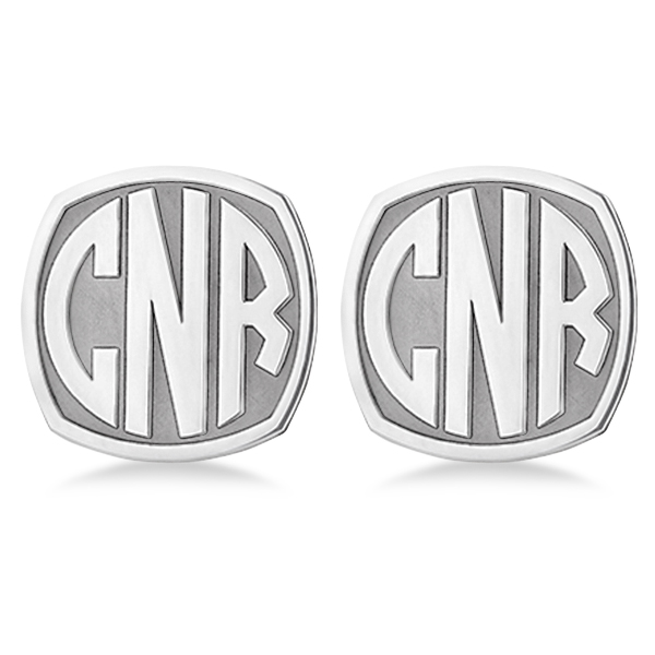 Customized Bold-Face Initial Cuff Links in Sterling Silver