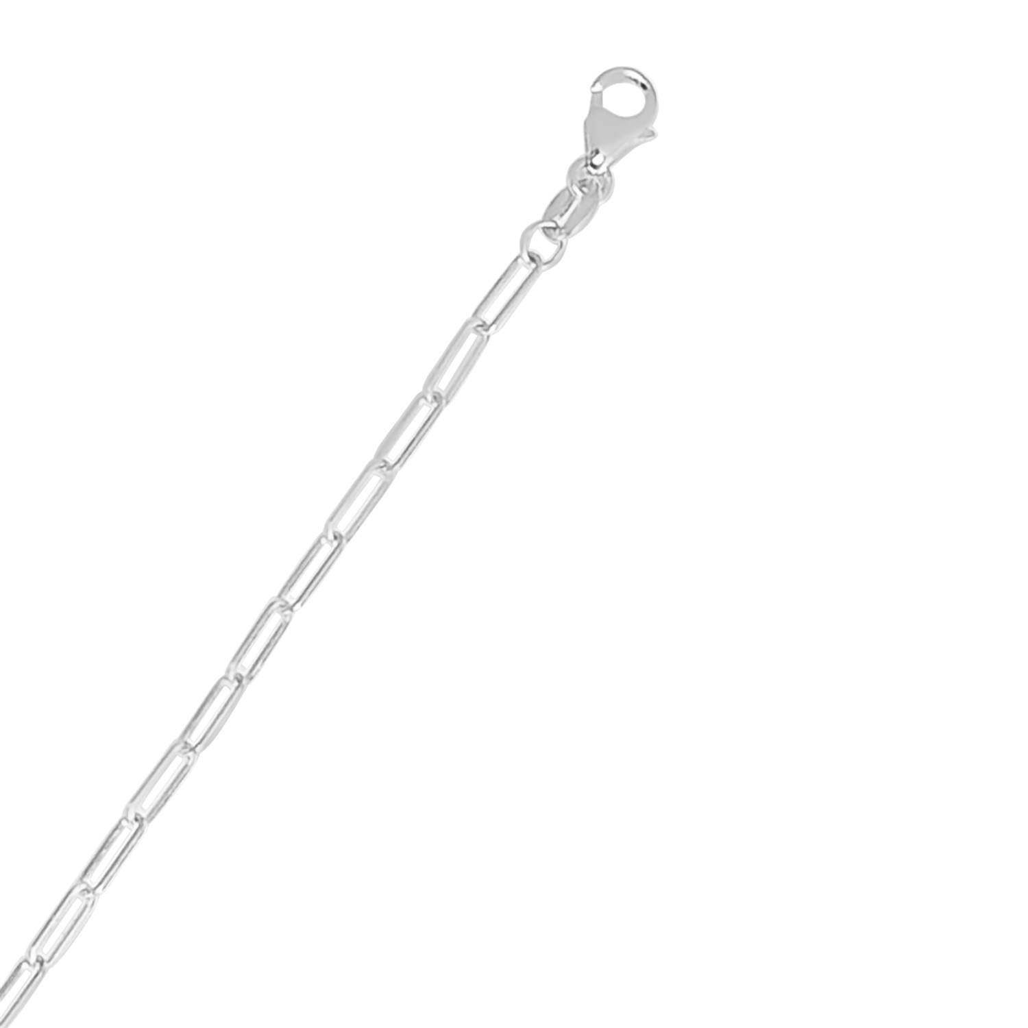 Small Paperclip Link Chain Necklace 14k White Gold (2.1mm)