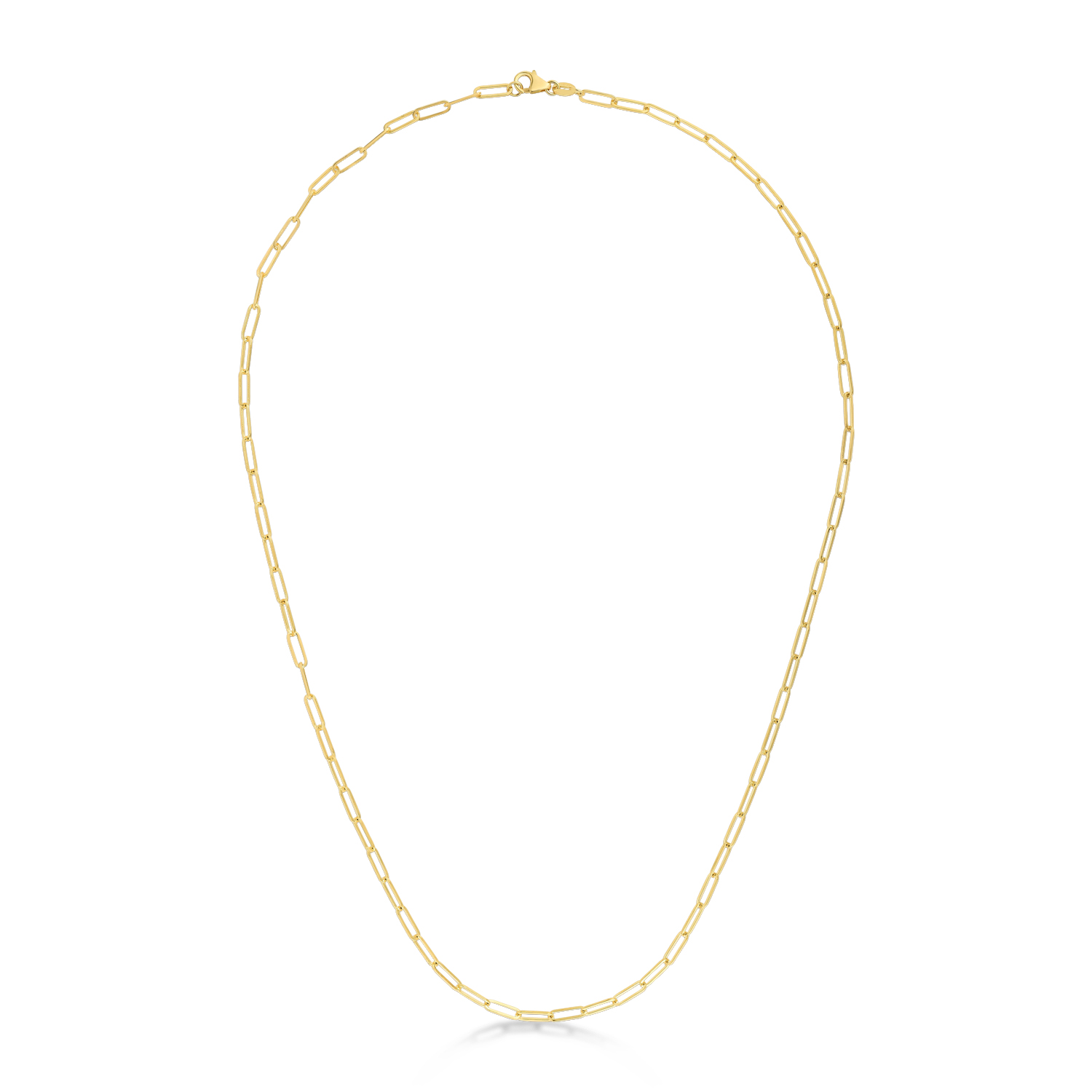 Small Paperclip Link Chain Necklace 14k Yellow Gold (2.1mm)