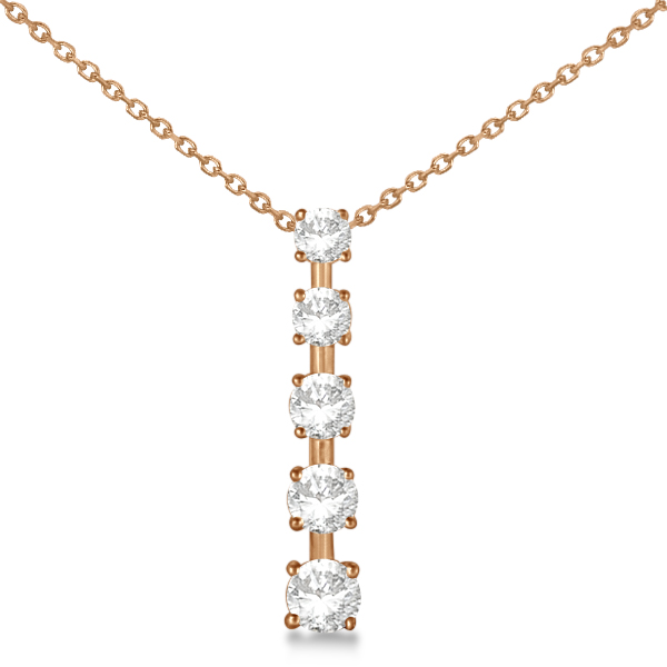 Lab Grown Diamond Journey Pendant with 5 Round Lab Grown Diamonds 14K Rose Gold 1.50ct
