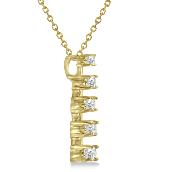 Diamond Journey Pendant with 5 Round Diamonds 14K Yellow Gold 2.00ct