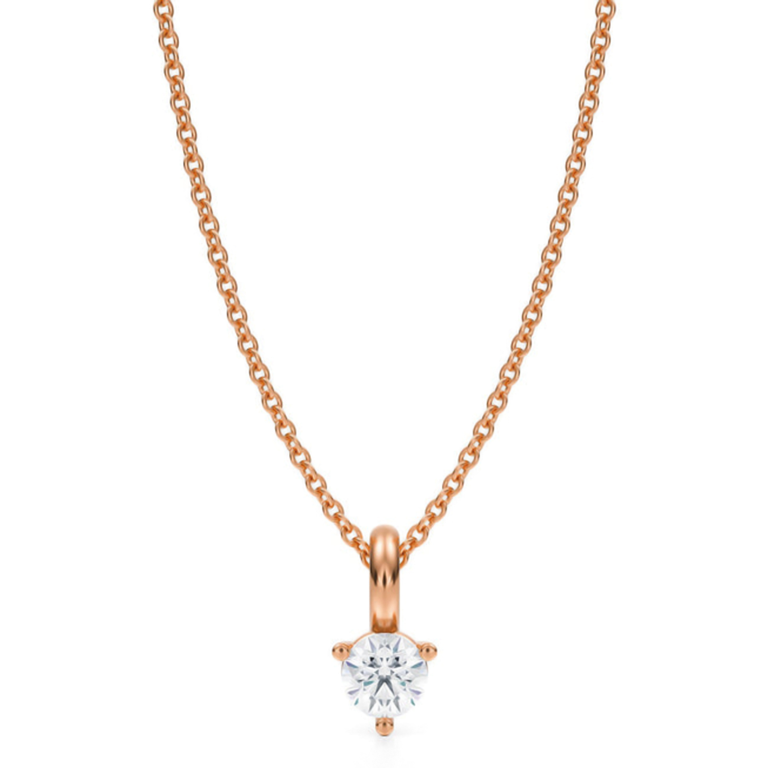 Lab Diamond 3-Prong Pendant Necklace 14K Rose Gold (0.25ct)