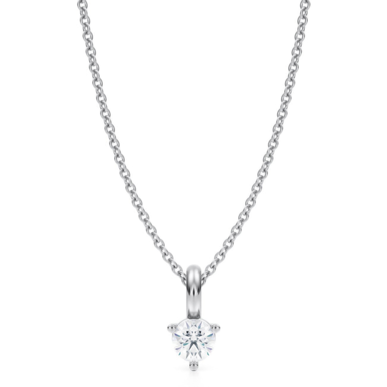 Lab Diamond 3-Prong Pendant Necklace 14K White Gold (0.25ct)