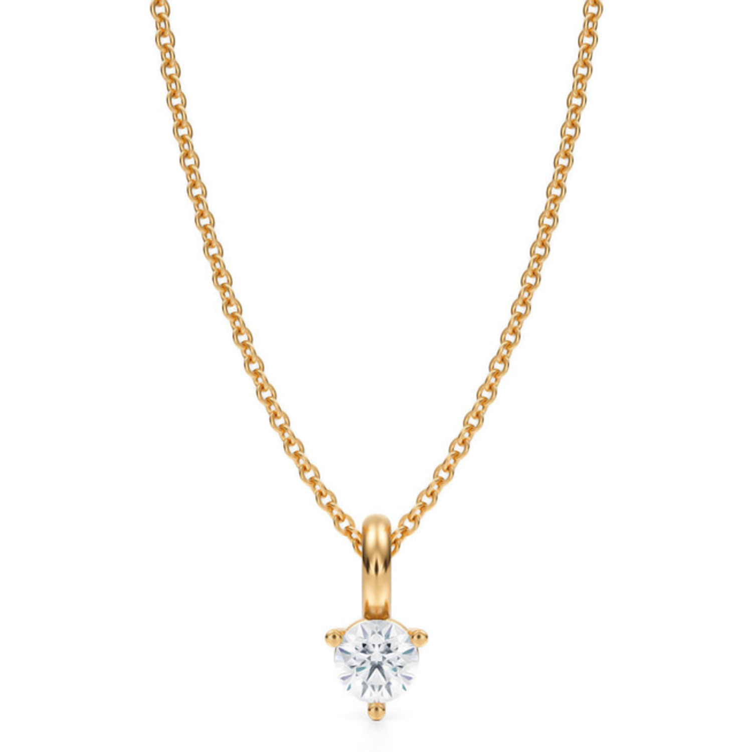 Lab Diamond 3-Prong Pendant Necklace 14K Yellow Gold (0.25ct)