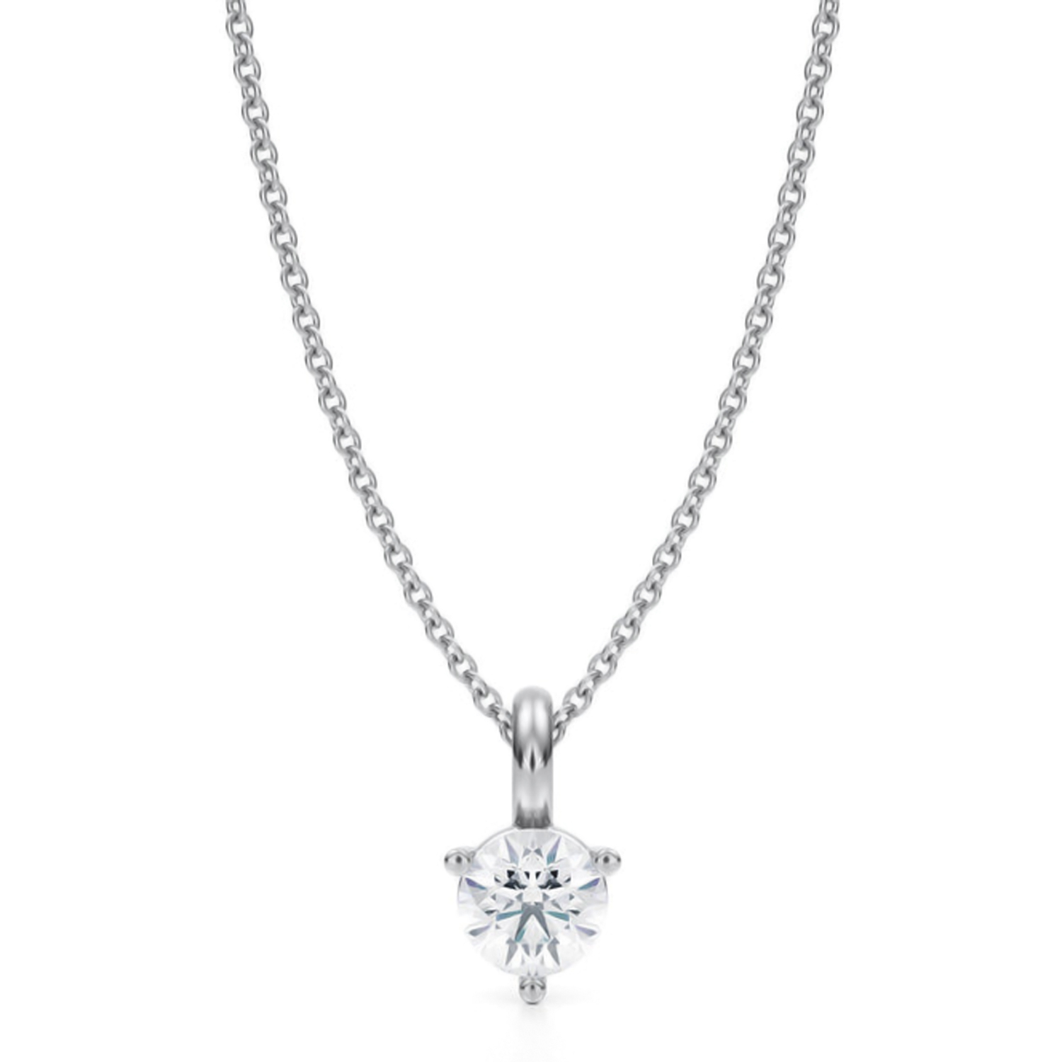 Lab Diamond 3-Prong Pendant Necklace 14K White Gold (0.50ct)