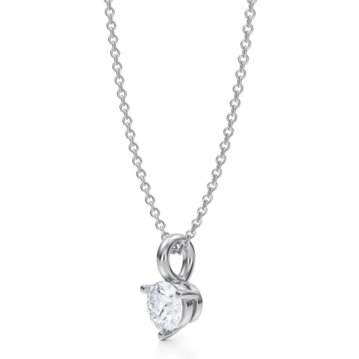 Lab Diamond 3-Prong Pendant Necklace 14K White Gold (0.50ct)