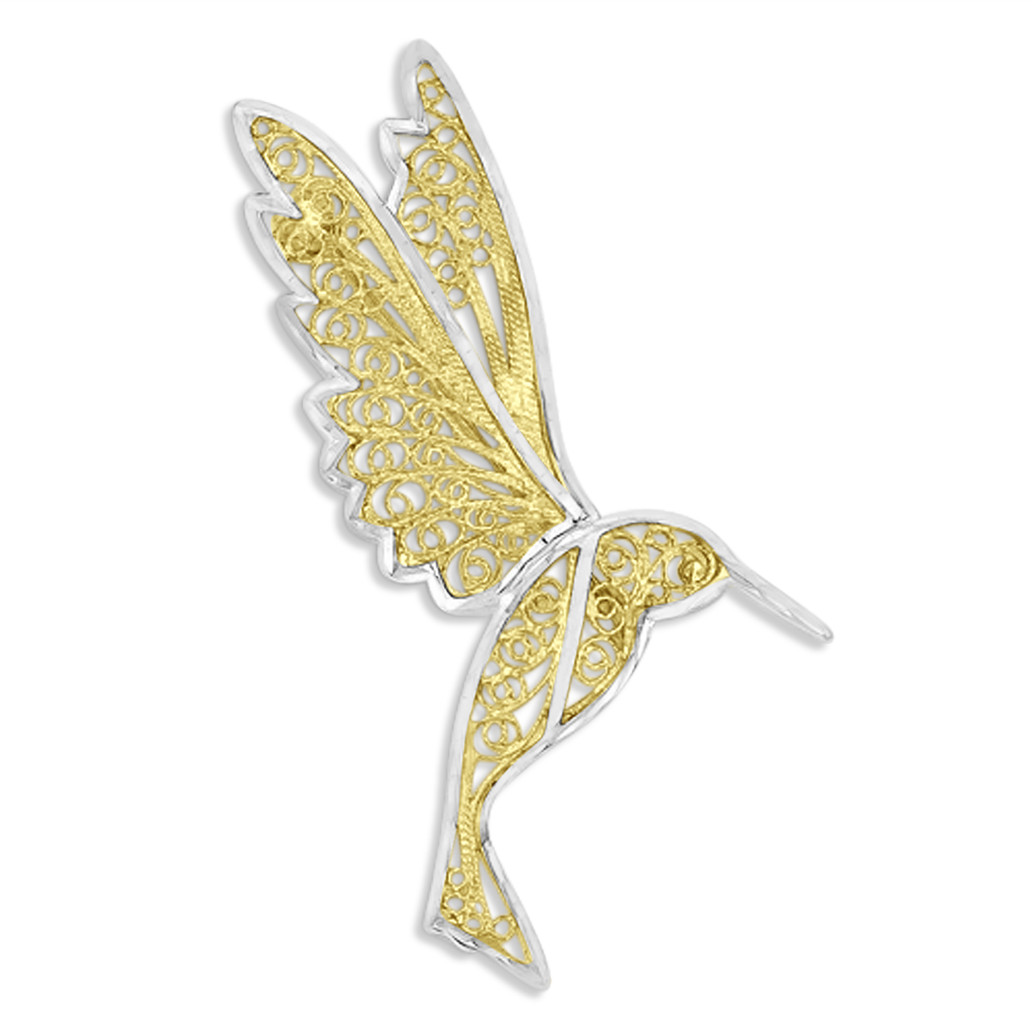Diamond-Cut  Pin 14k Two Tone Gold