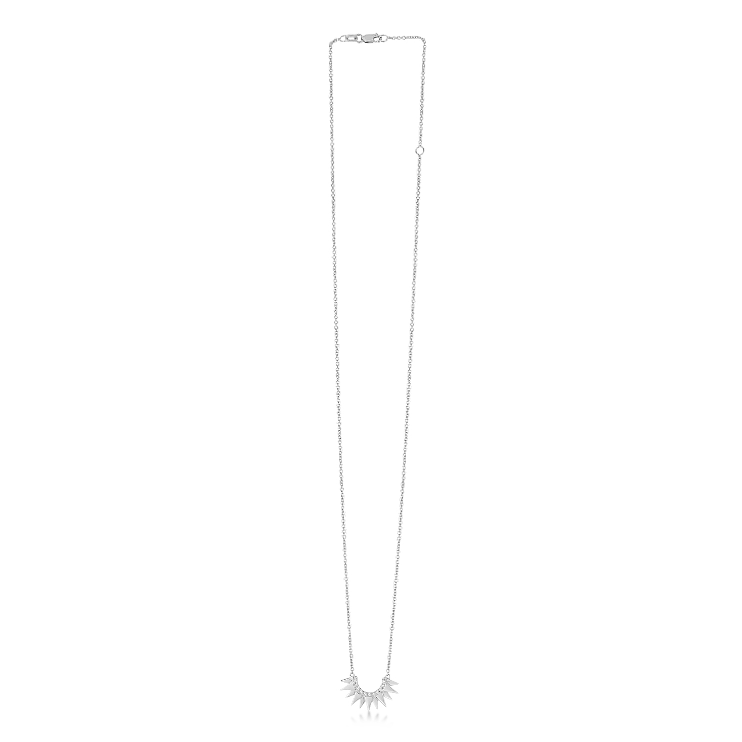 Diamond Sunburst Shaped Pendant Necklace 14k White Gold (0.06ct)