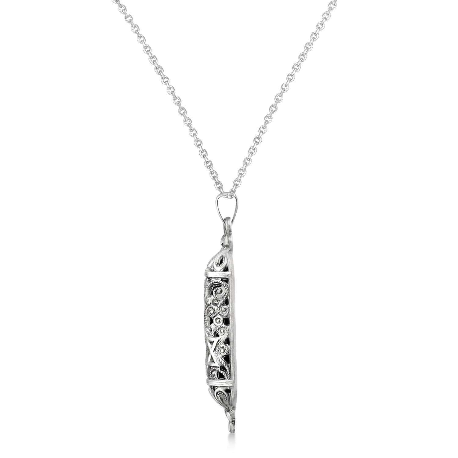 Solid Antiqued Mezuzah Pendant Necklace Sterling Silver