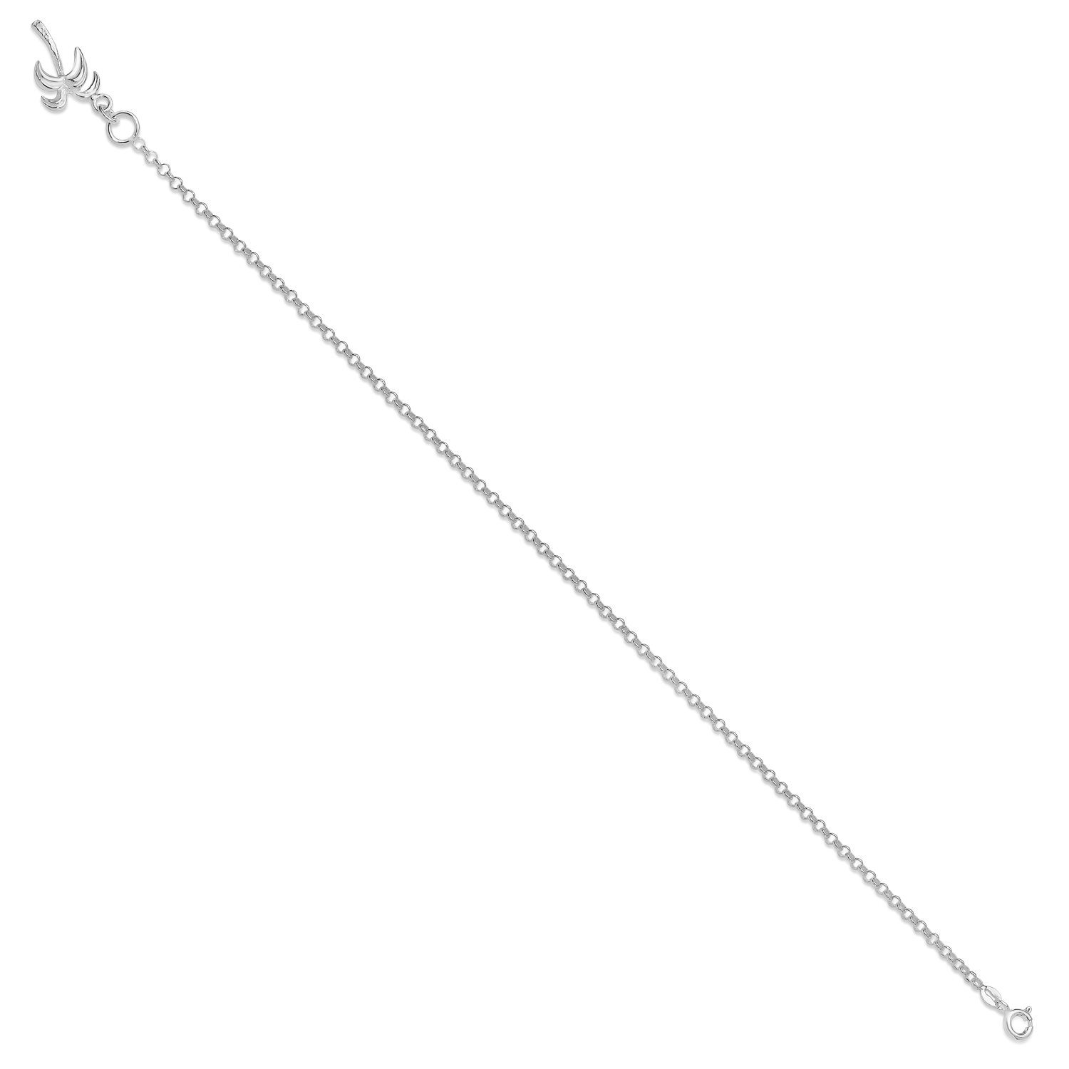 Palm Tree Anklet Bracelet in Sterling Silver