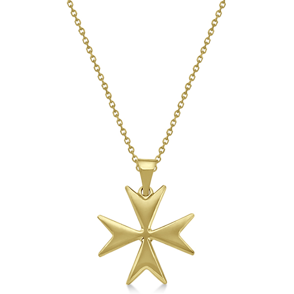 Maltese Cross Pendant for Men or Women Crafted from 14K Yellow Gold