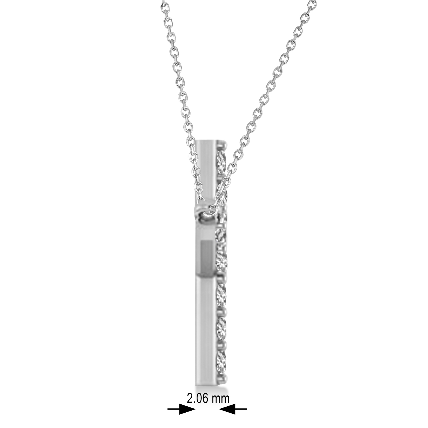 Lab Grown Diamond Sideways Curved Cross Pendant Necklace 14k White Gold 1.10ct