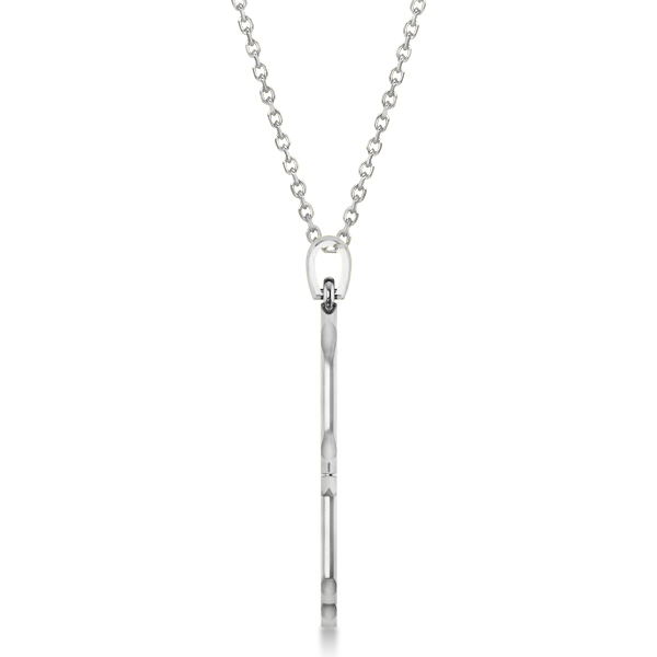 Hamsa Men's Necklace Plain Metal Pendant 14K White Gold