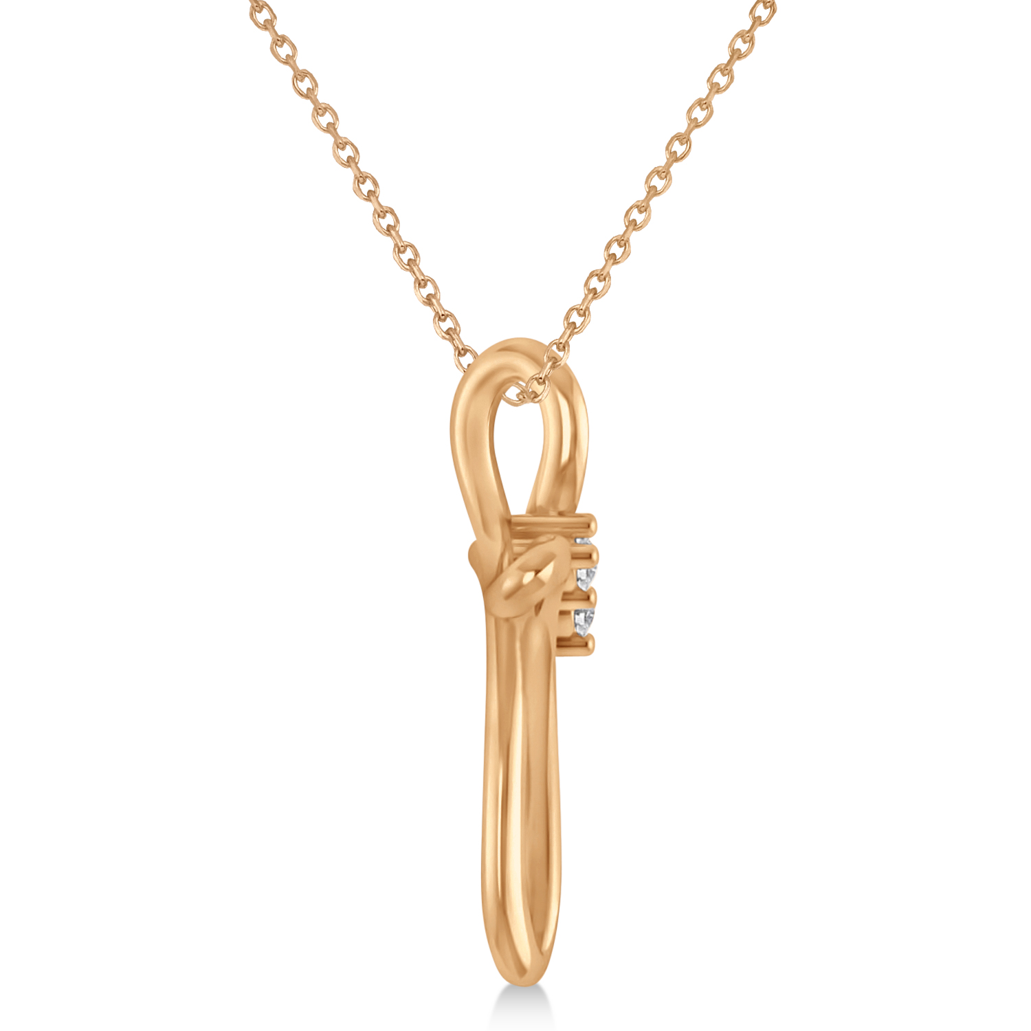 Diamond Two Stone Swirl Cross Pendant Necklace 14k Rose Gold (0.10ct)