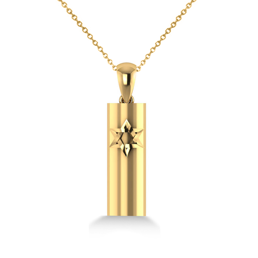 Mezuzah and Star of David Pendant Necklace in 14k Yellow Gold