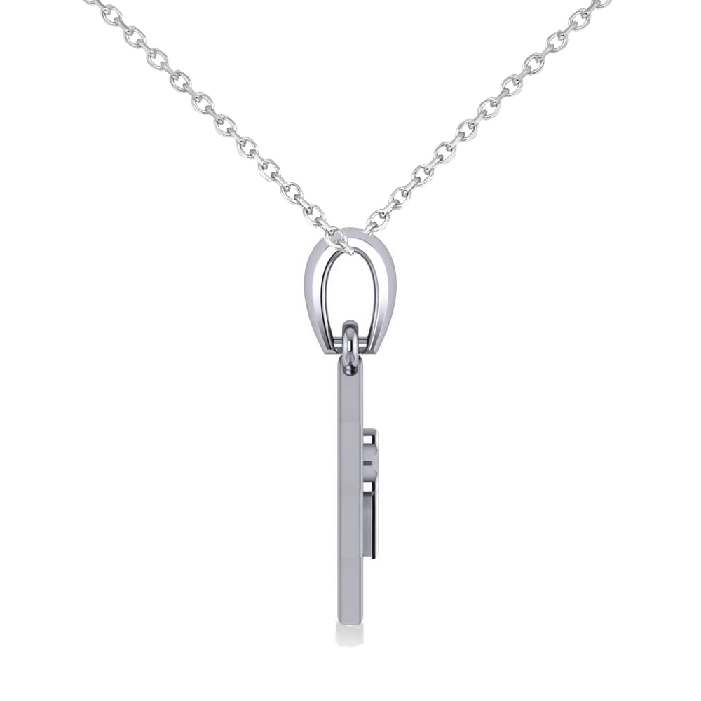 Jewish Star of David & Chai Pendant Necklace 14k White Gold