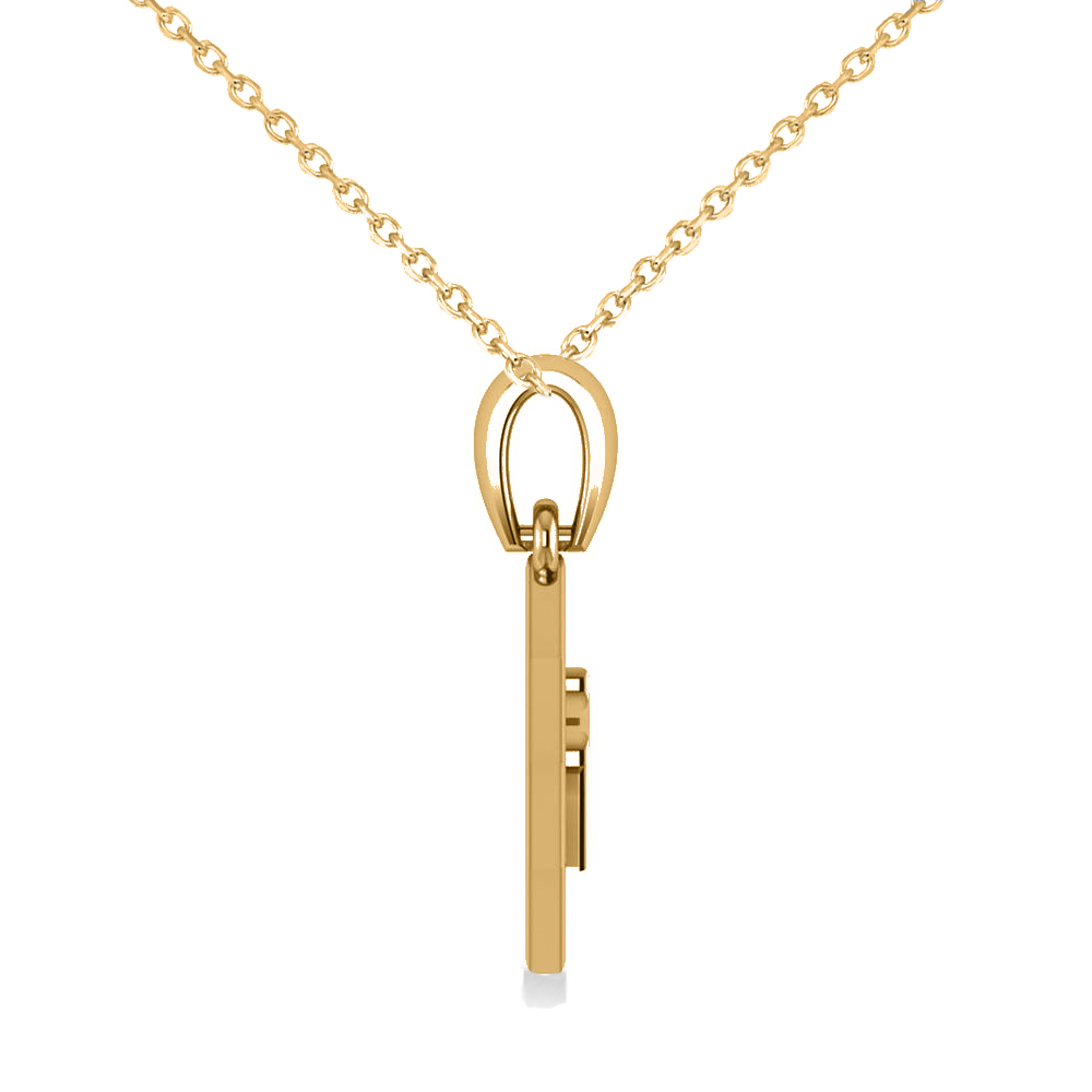 Jewish Star of David & Chai Pendant Necklace 14k Yellow Gold