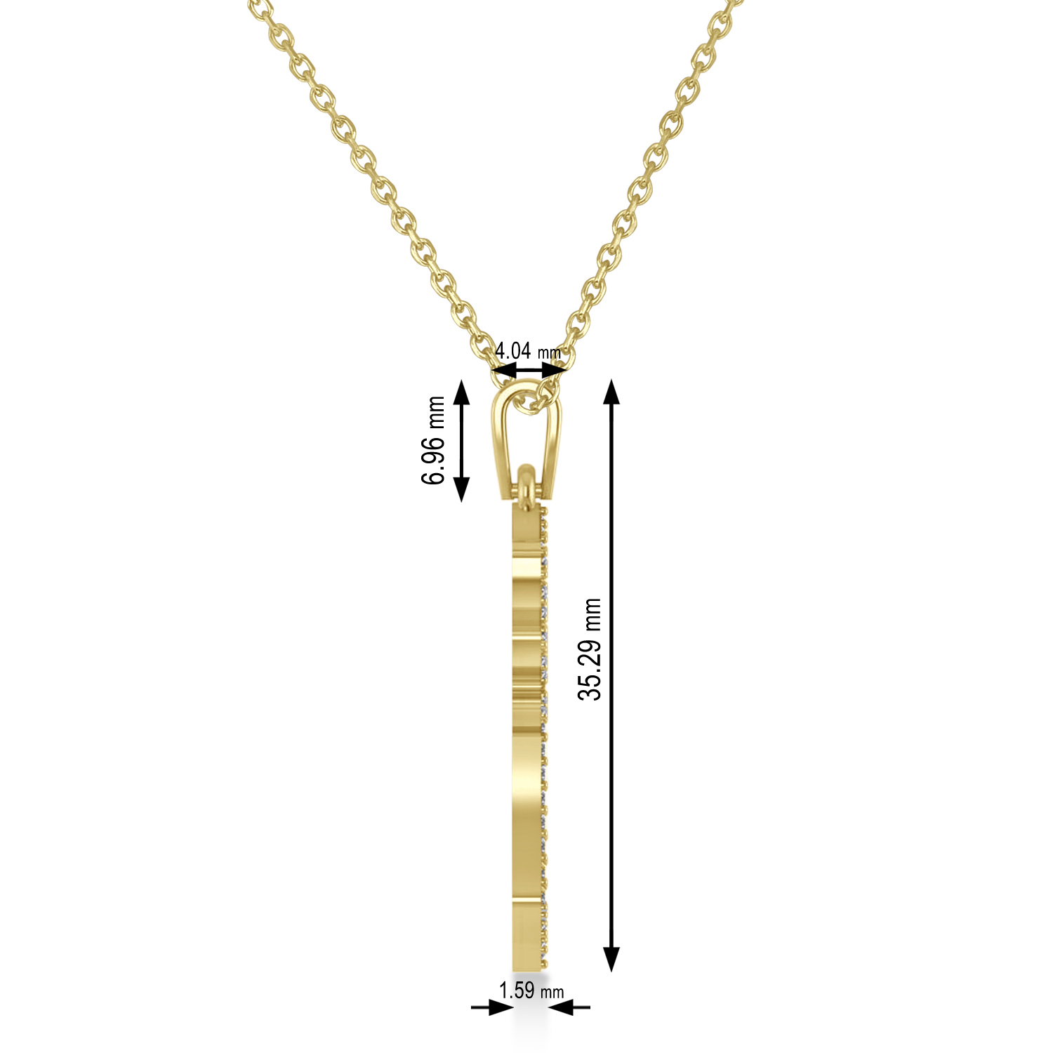 Diamond Angel Cross Outline Pendant Necklace 14k Yellow Gold (0.68ct)