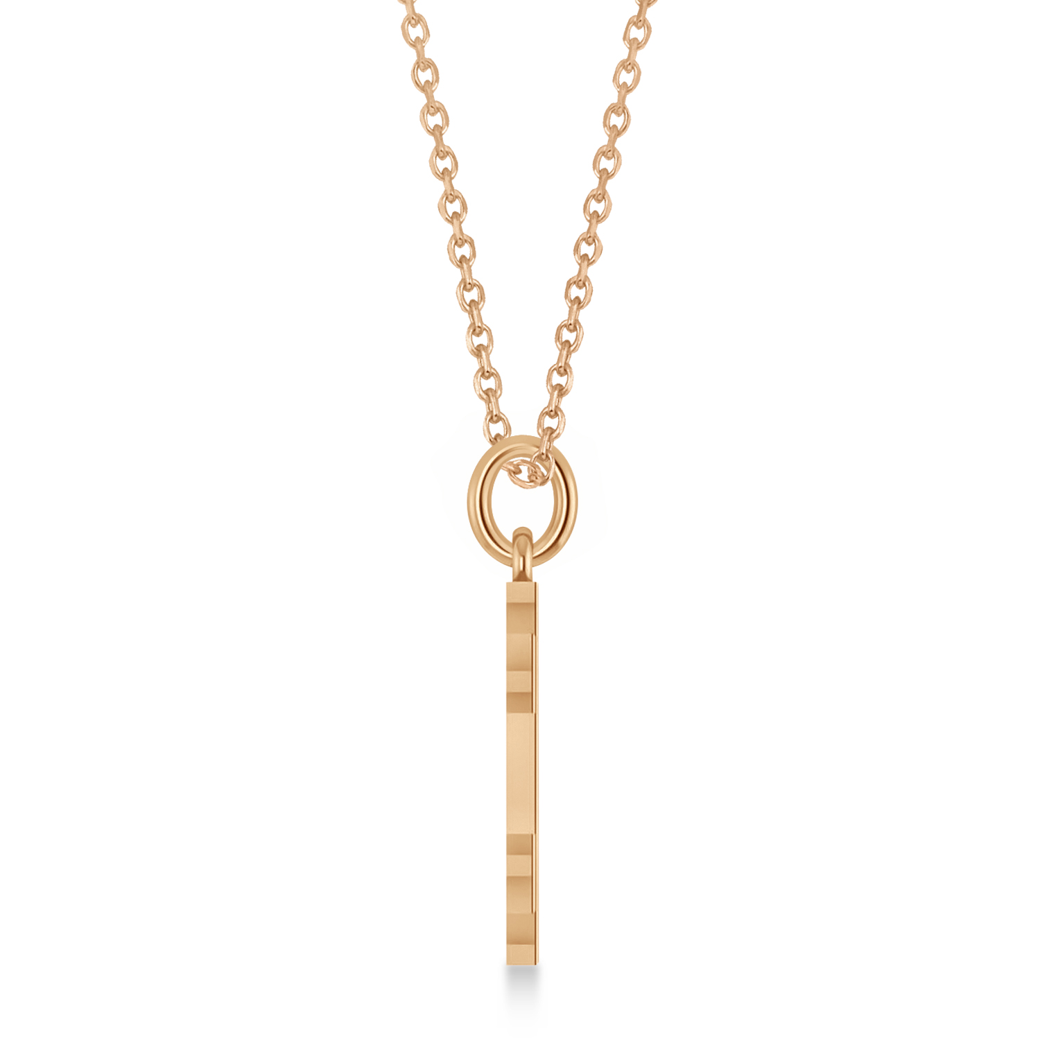 Jerusalem Engraved Cross Necklace Pendant 14k Rose Gold