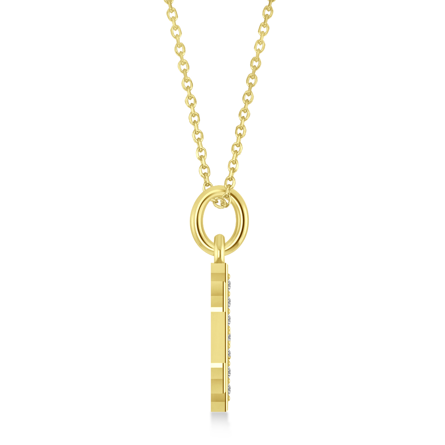 Jerusalem Cross Diamond Accented Ladies Necklace Pendant 14k Yellow Gold (0.20ct)