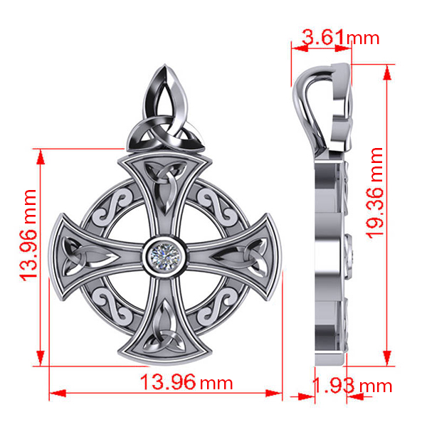 Diamond Celtic Cross Pendant Necklace 14K White Gold (0.02ct)