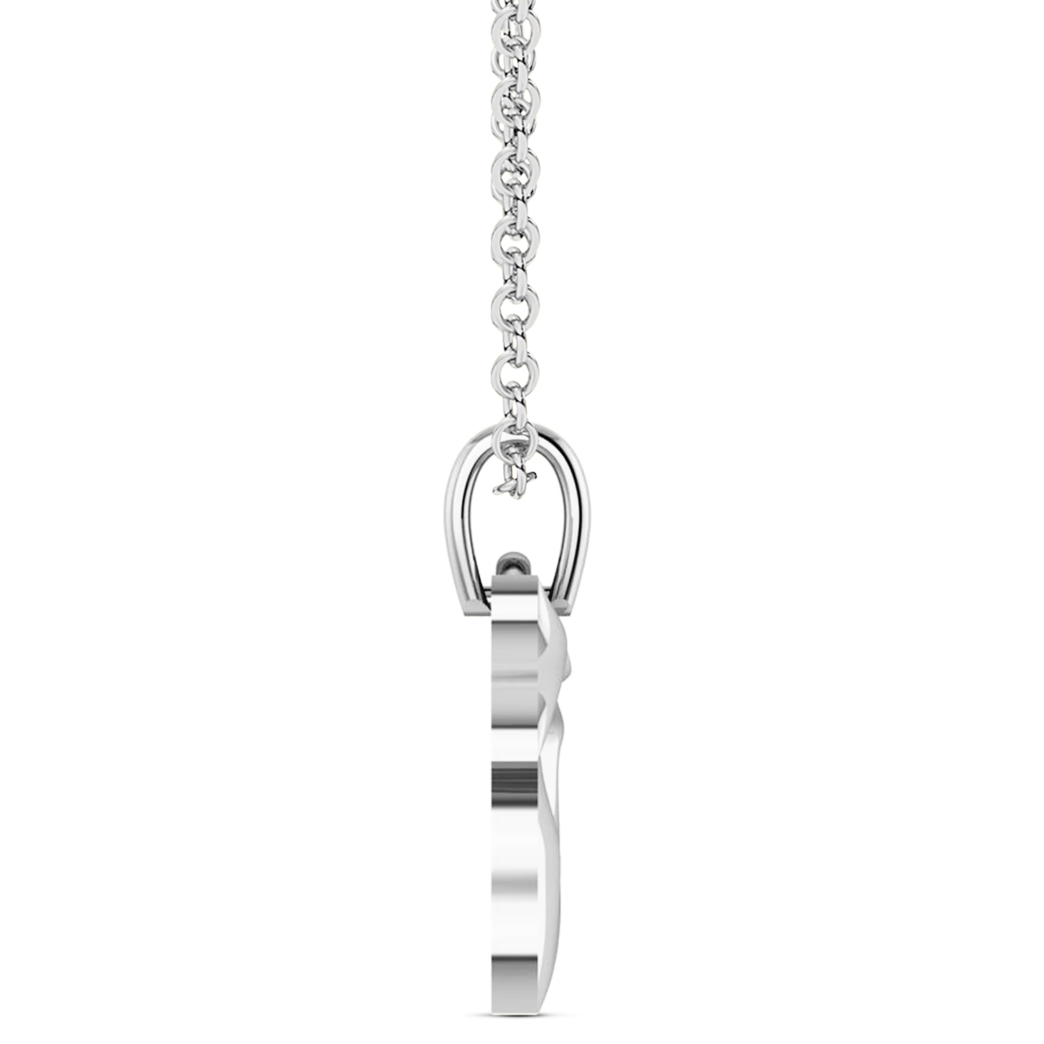 Jewish Chai Pendant Necklace 14K White Gold