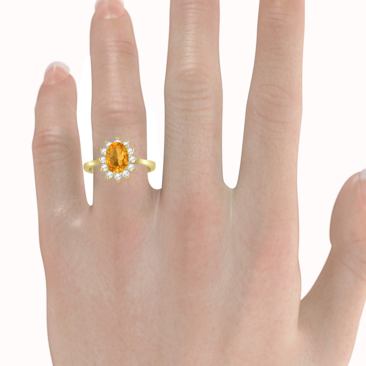 Lady Diana Oval Citrine & Diamond Ring 14k Yellow Gold (1.50 ctw)