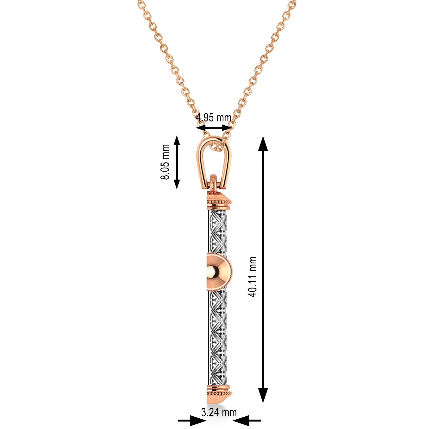 Designer Antique Cross Men's Pendant Necklace 14k Rose Gold