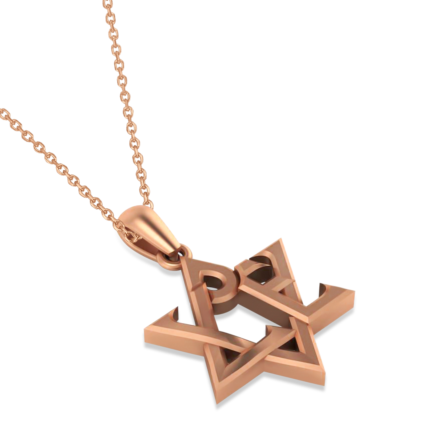 Love Jewish Star of David Pendant Necklace 14K Rose Gold