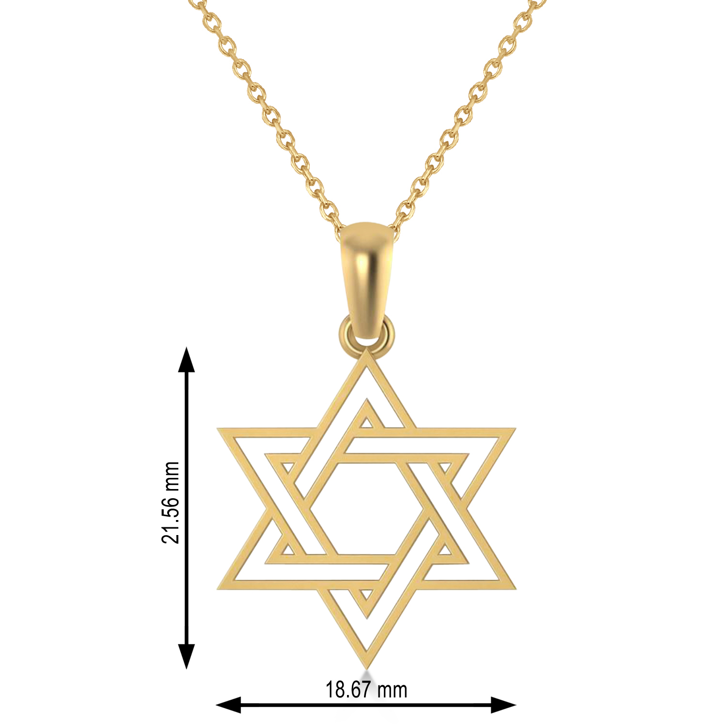 Jewish Star of David Pendant Necklace 14k Yellow Gold