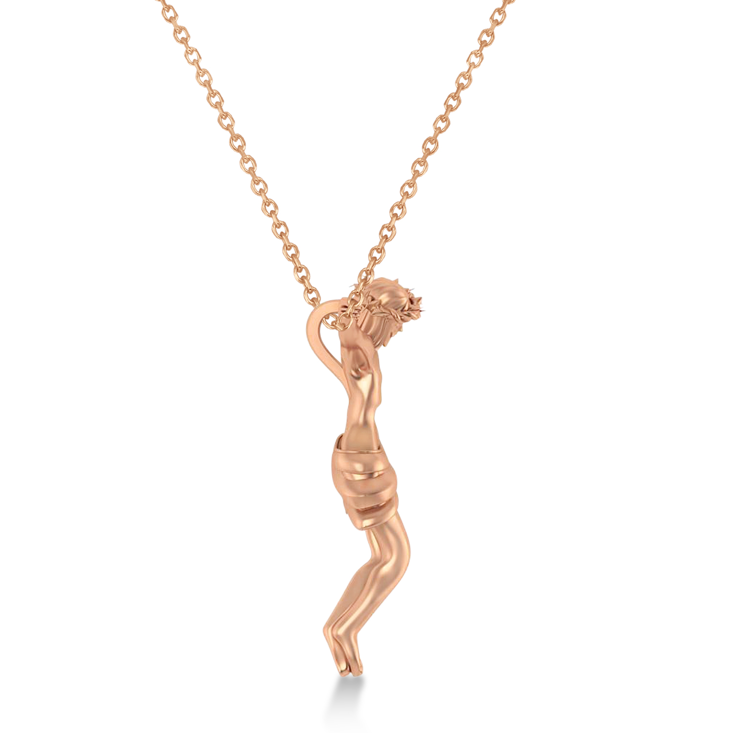 Crucified Jesus Christ Pendant Necklace 14k Rose Gold