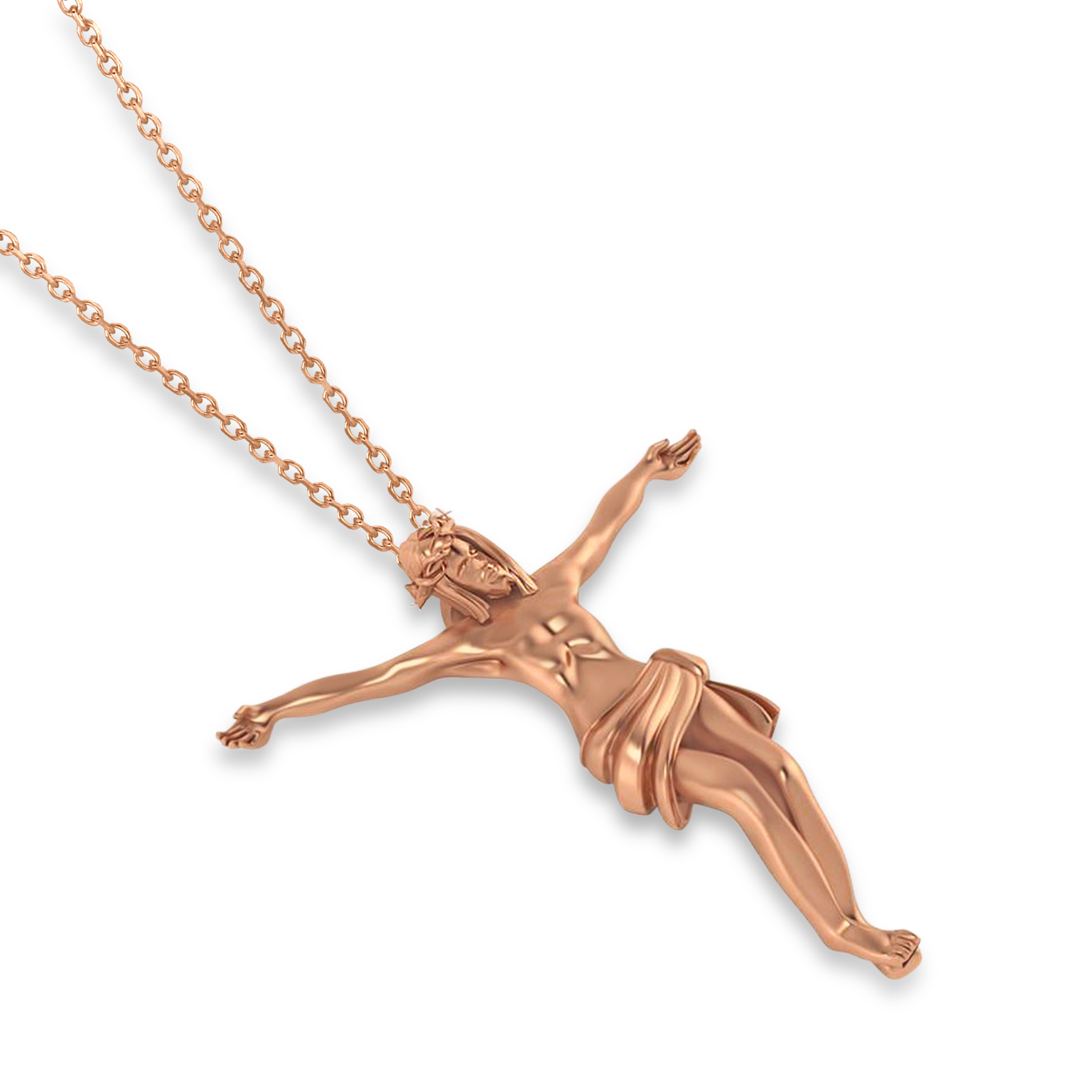 Crucified Jesus Christ Pendant Necklace 14k Rose Gold