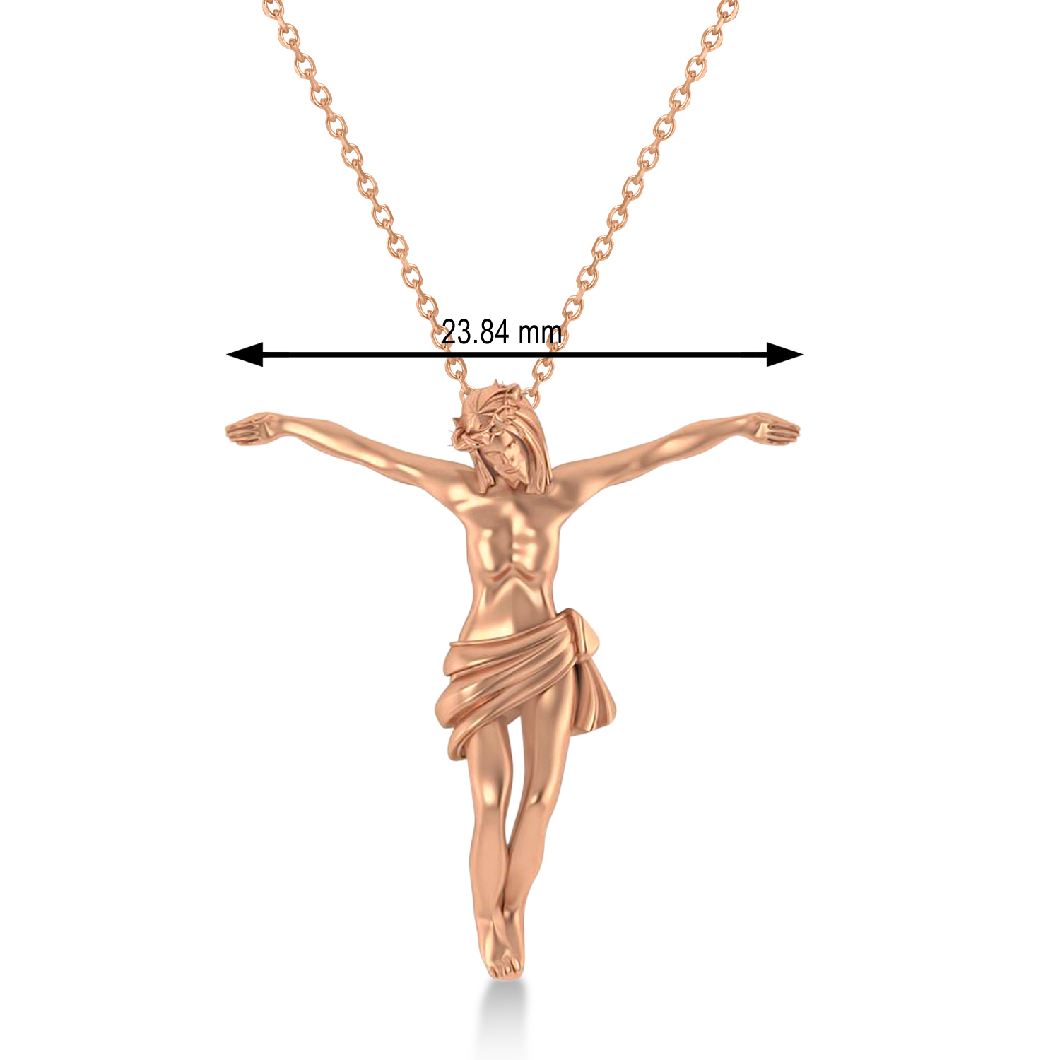 Crucified Jesus Christ Pendant Necklace 14k Rose Gold