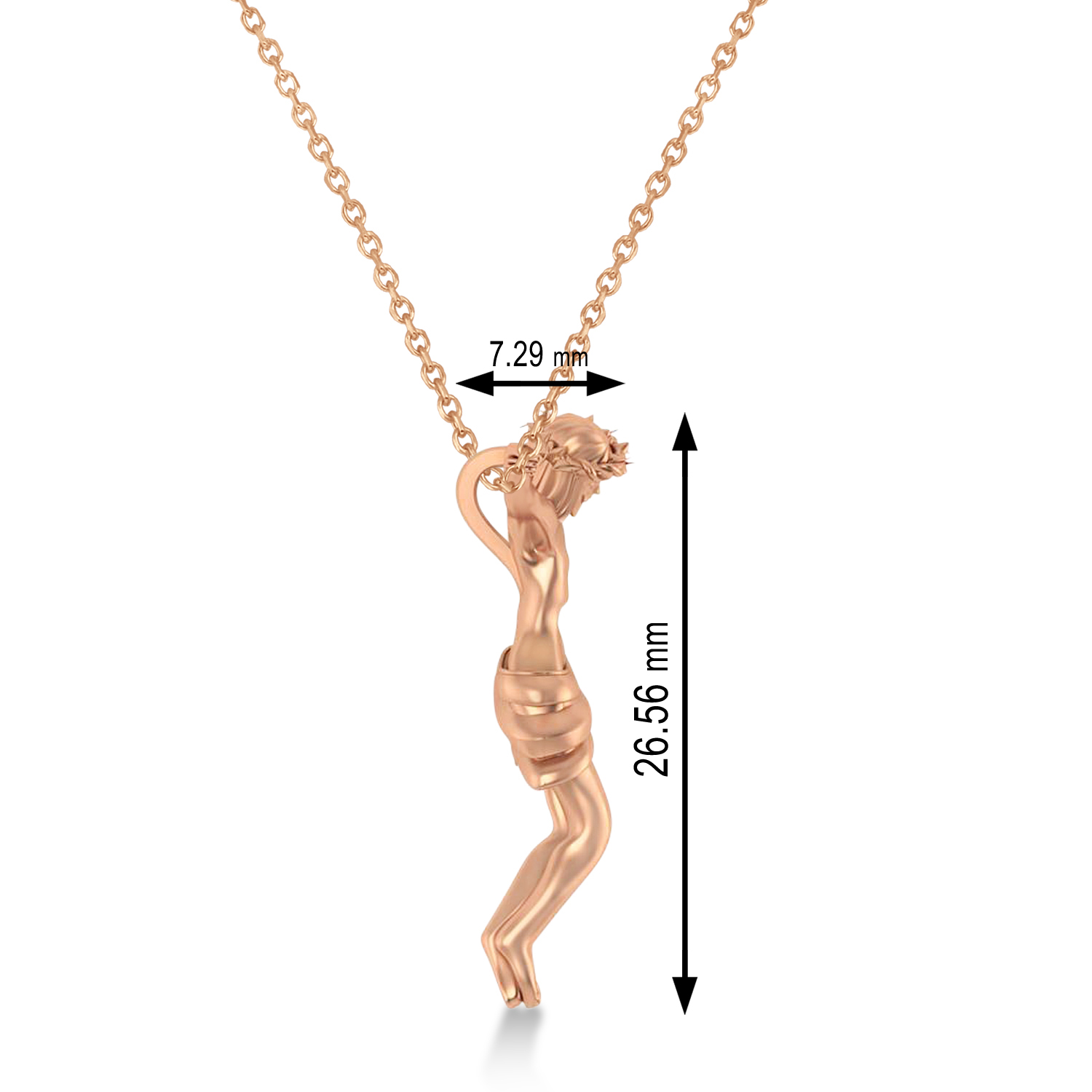 Crucified Jesus Christ Pendant Necklace 14k Rose Gold