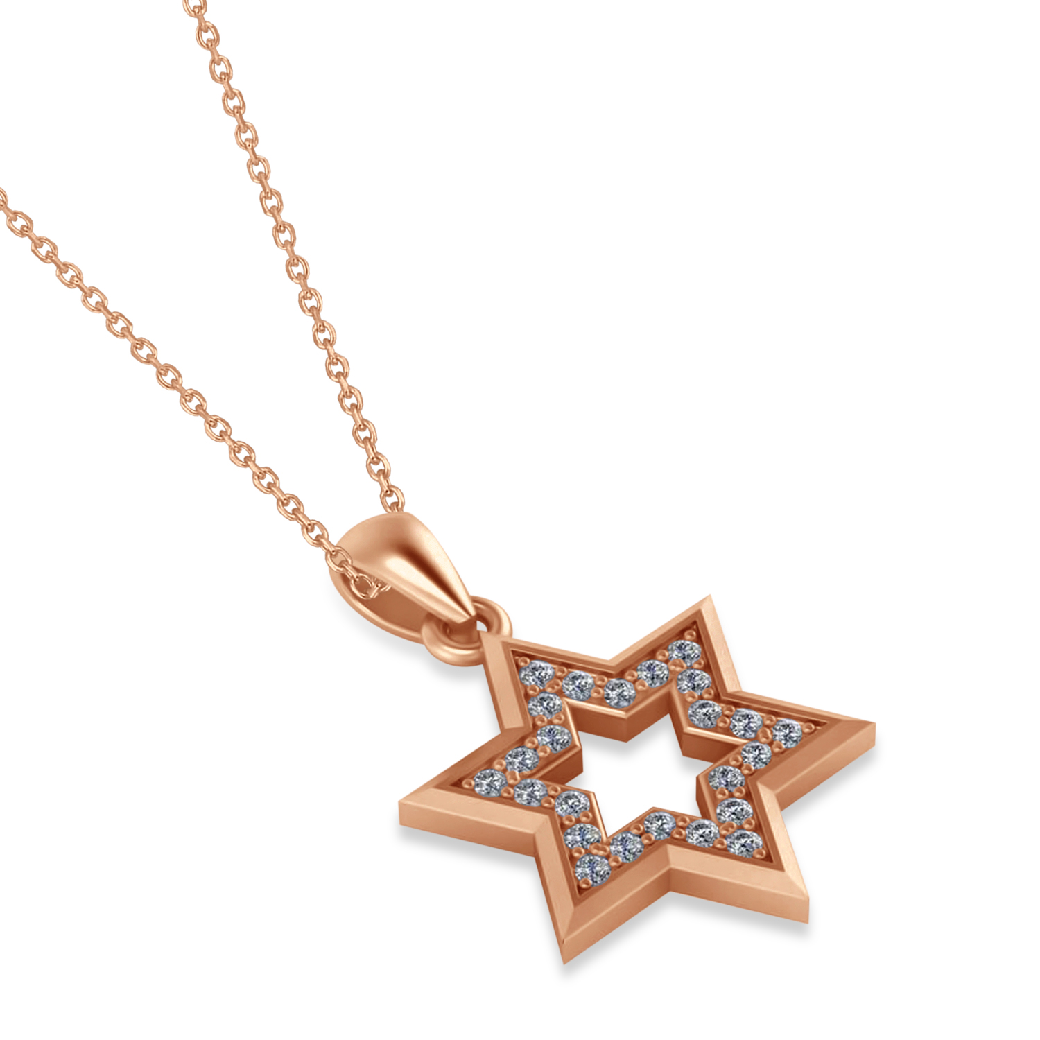 Diamond Jewish Star of David Pendant Necklace 14K Rose Gold (0.24ct)