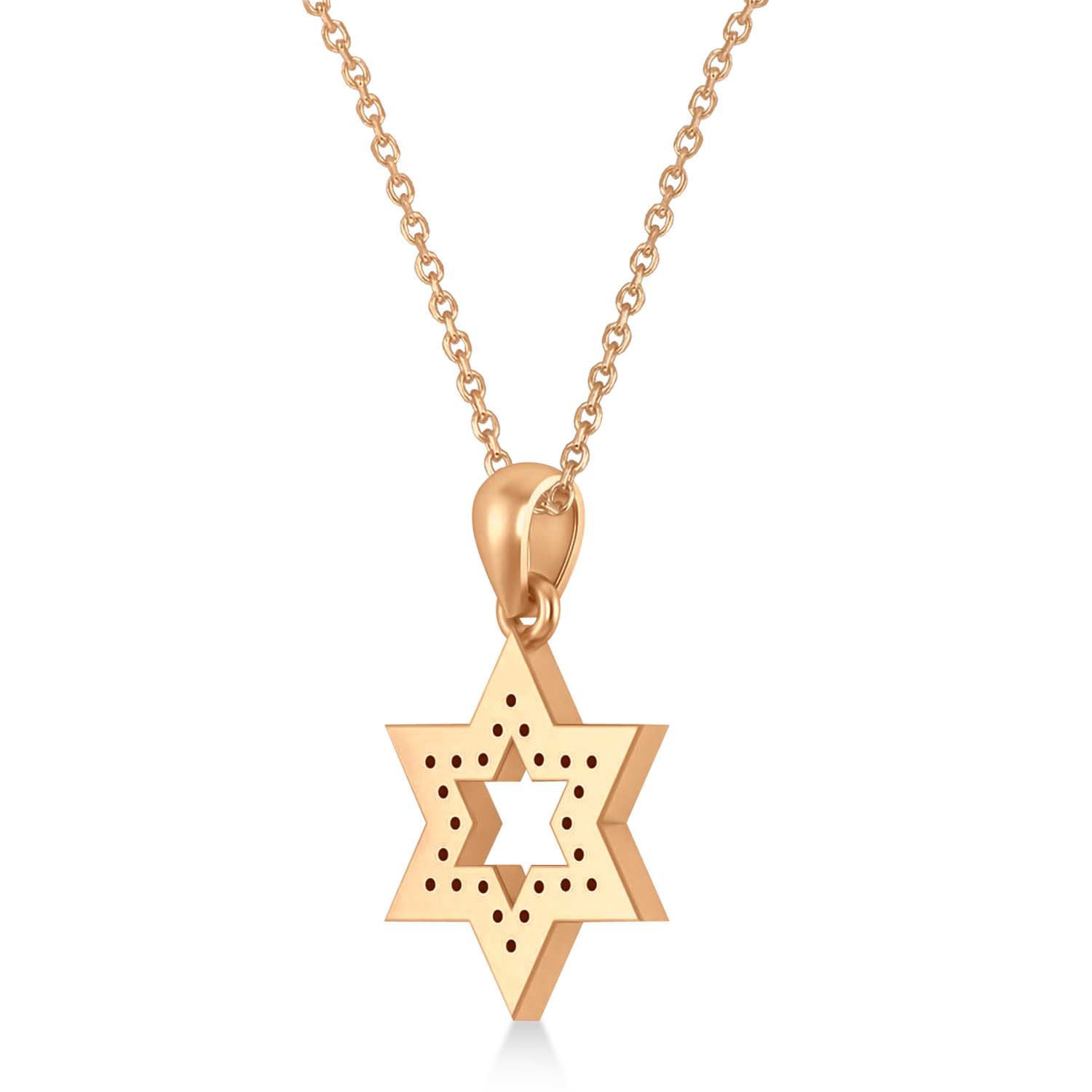 Diamond Jewish Star of David Pendant Necklace 14K Rose Gold (0.24ct)