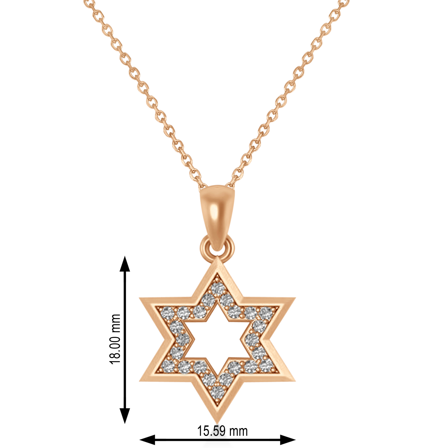Diamond Jewish Star of David Pendant Necklace 14K Rose Gold (0.24ct)