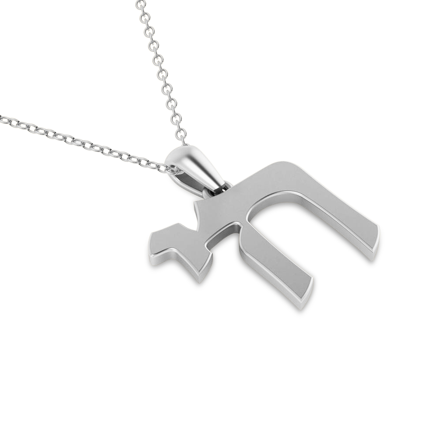 Jewish Chai Pendant Necklace 14K White Gold - AZ23909
