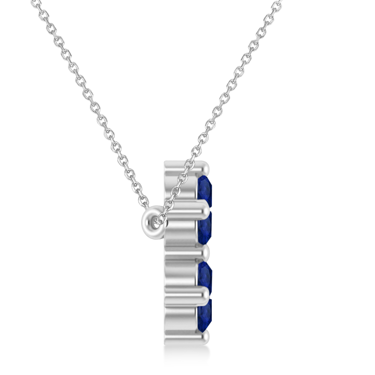Star of David Blue Sapphire Pendant Necklace 14K White Gold (1.20ct)