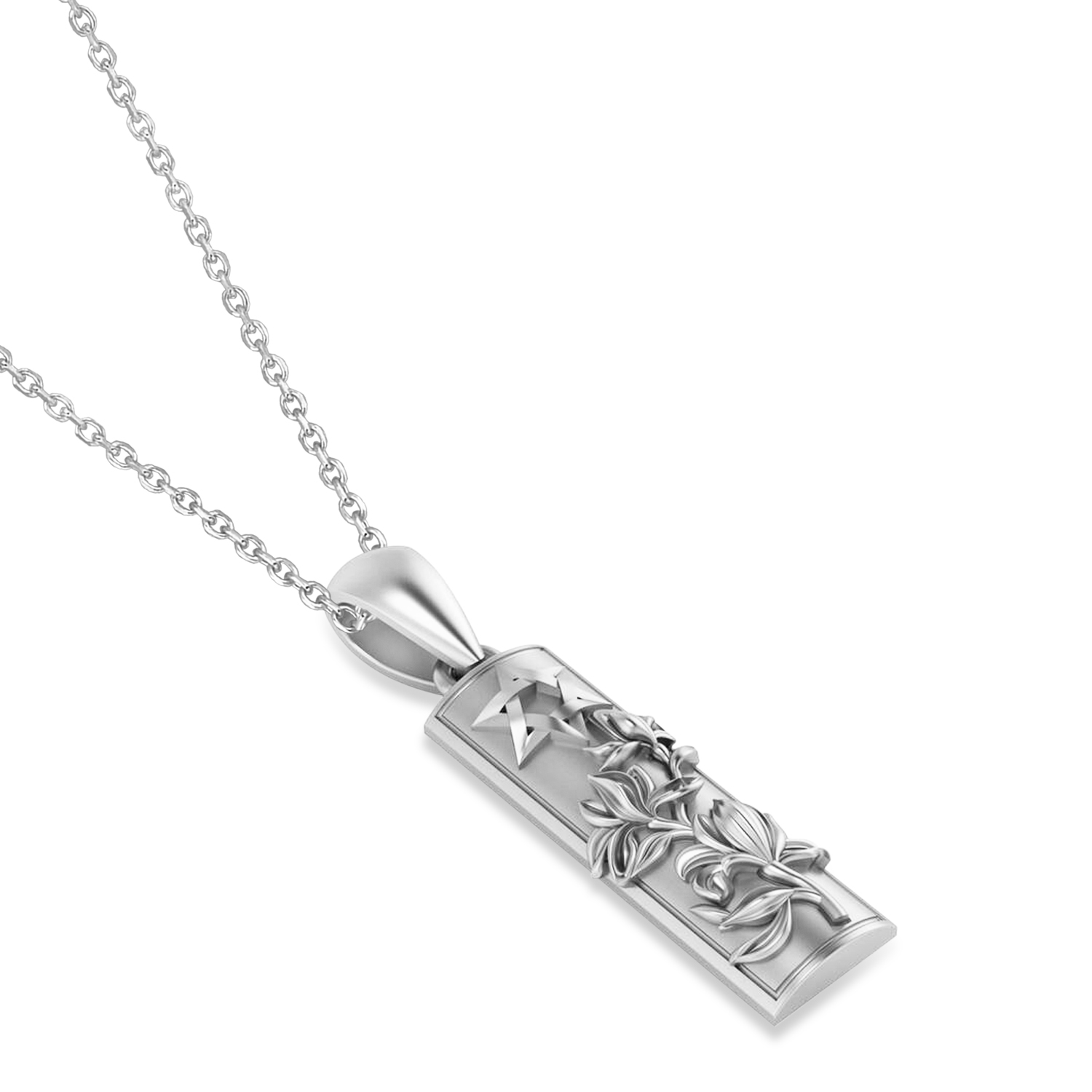 Jewish Star of David Mezuzah Pendant Necklace 14K White Gold