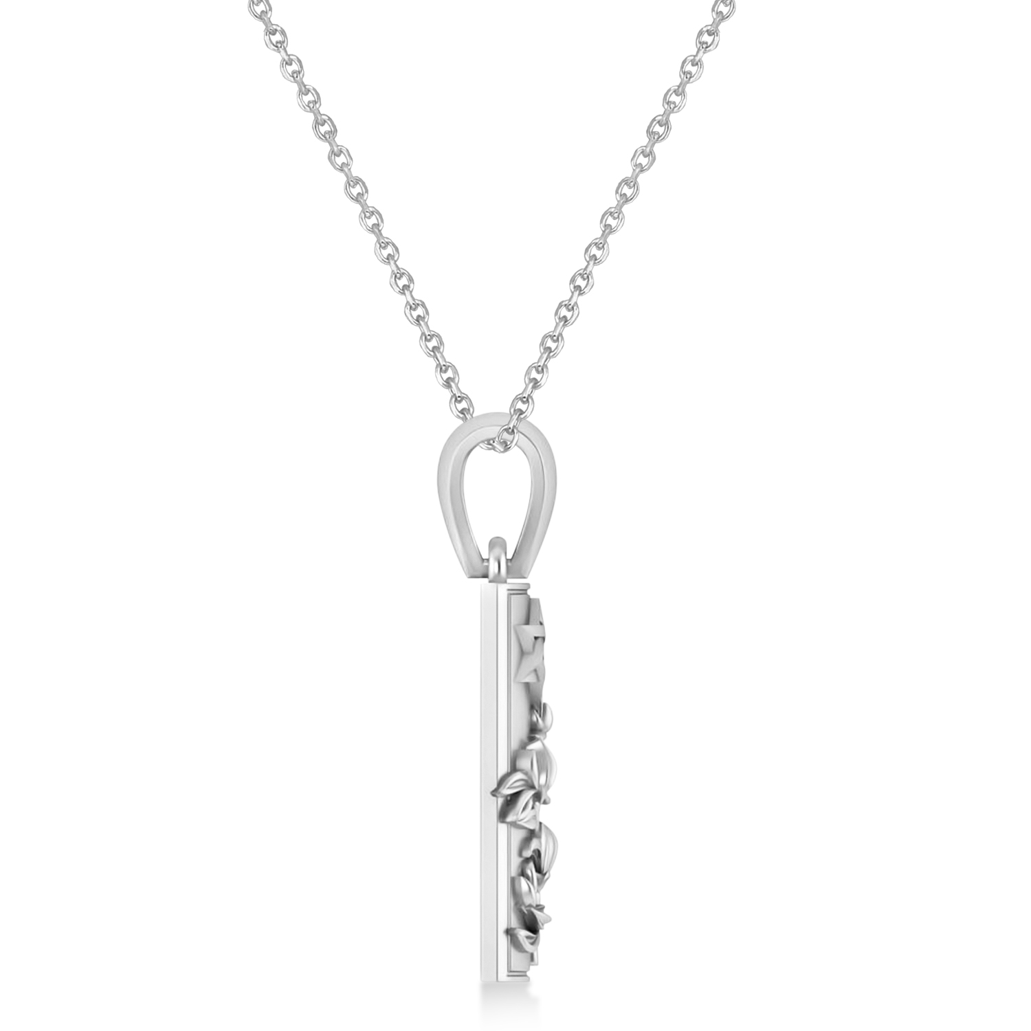 Jewish Star of David Mezuzah Pendant Necklace 14K White Gold