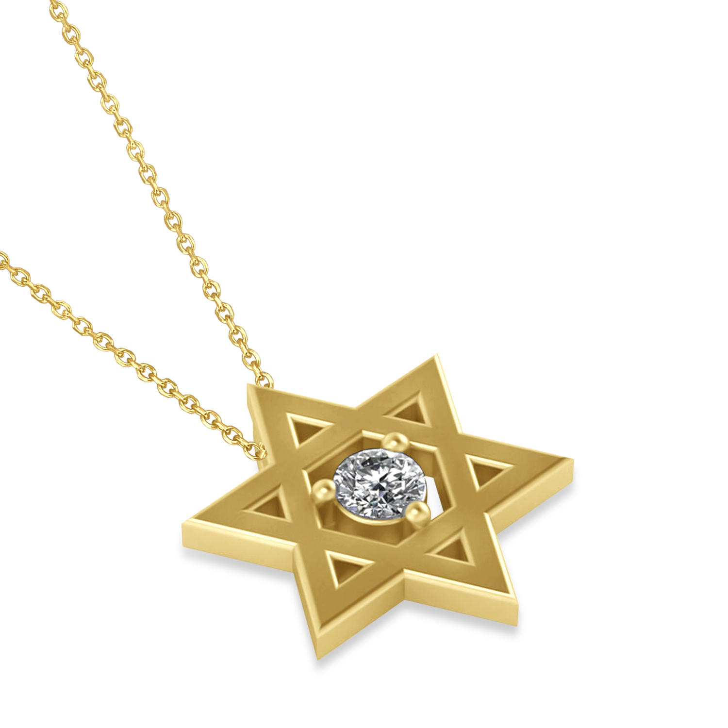 Floating Diamond Jewish Star of David Pendant Necklace 14K Yellow Gold (.15ct)