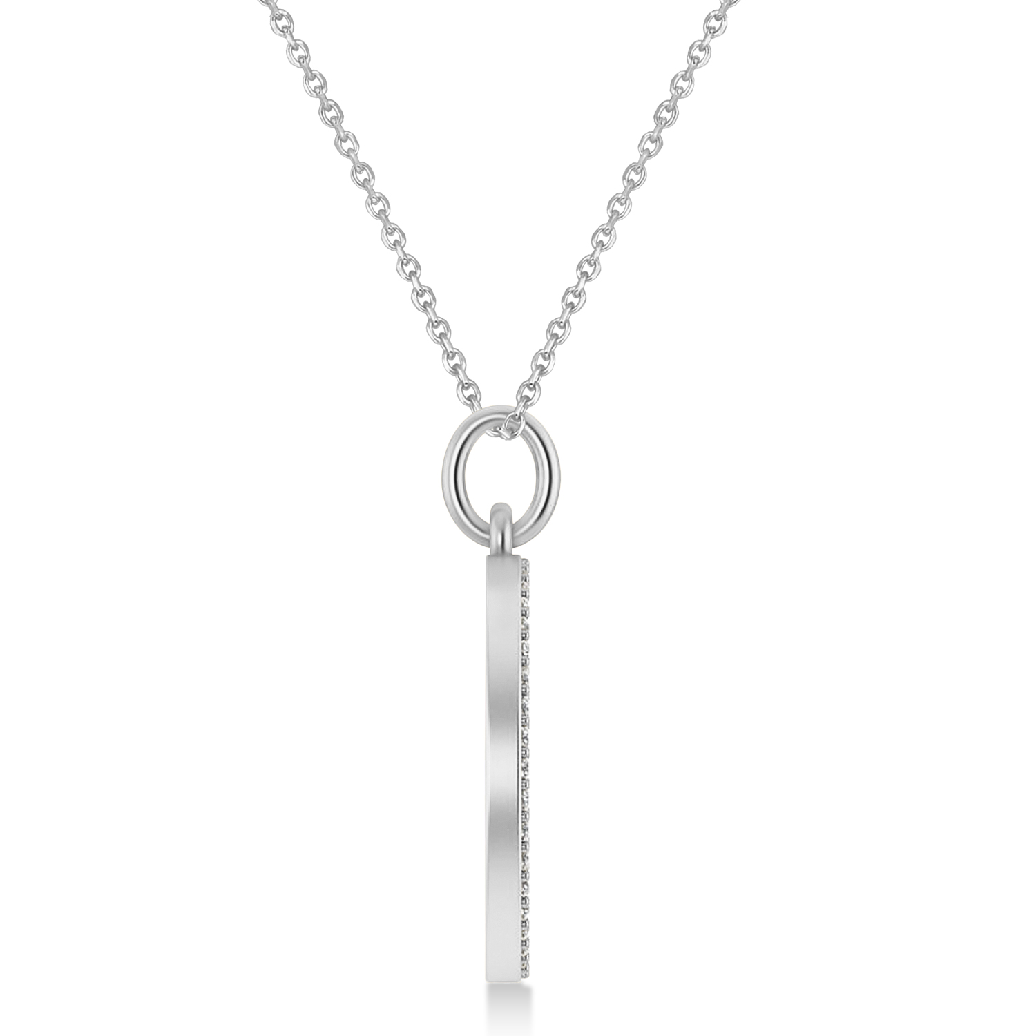 Diamond Jewish Am Yisrael Chai Disc Pendant Necklace 14K White Gold (.40ct)
