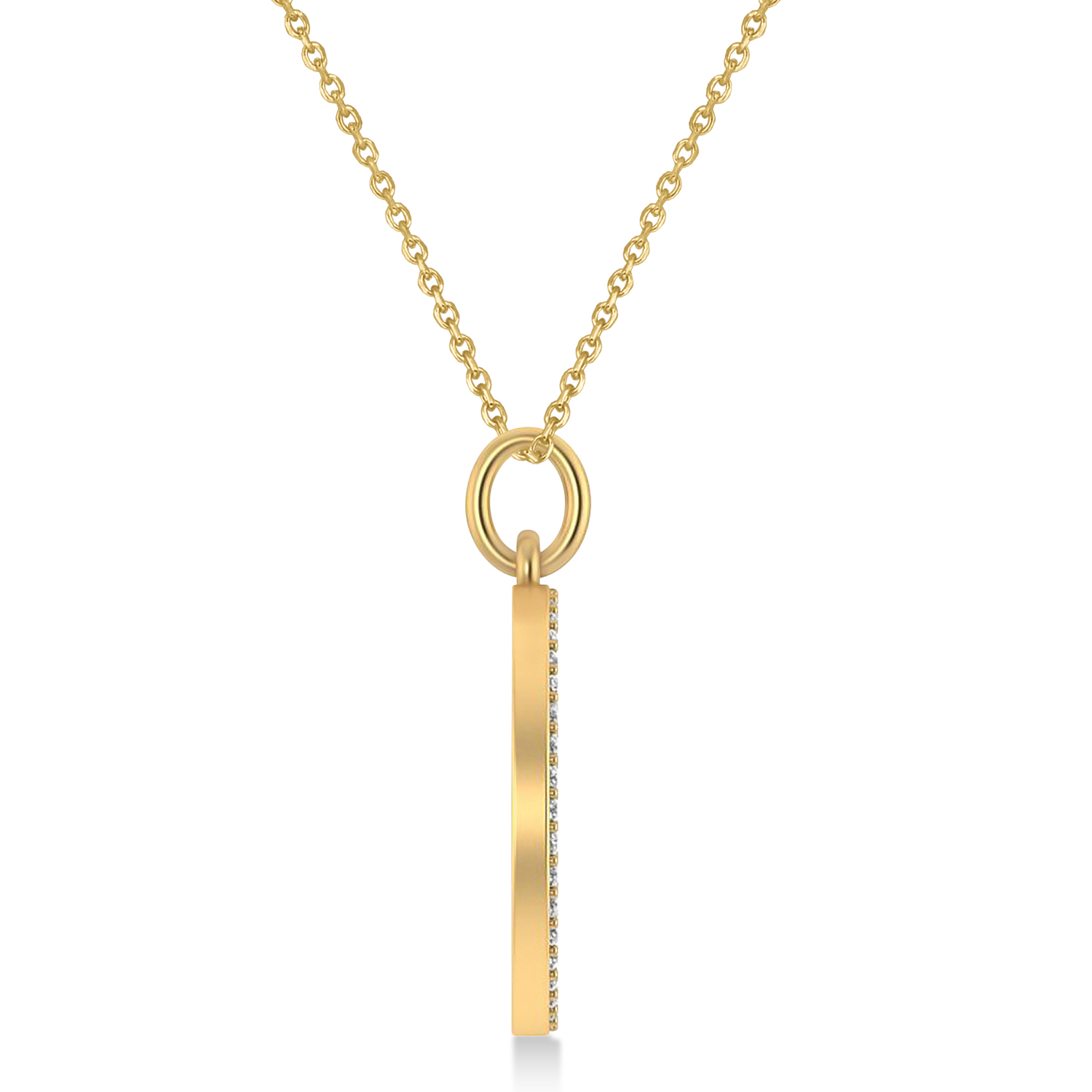 Diamond Jewish Am Yisrael Chai Disc Pendant Necklace 14K Yellow Gold (.40ct)