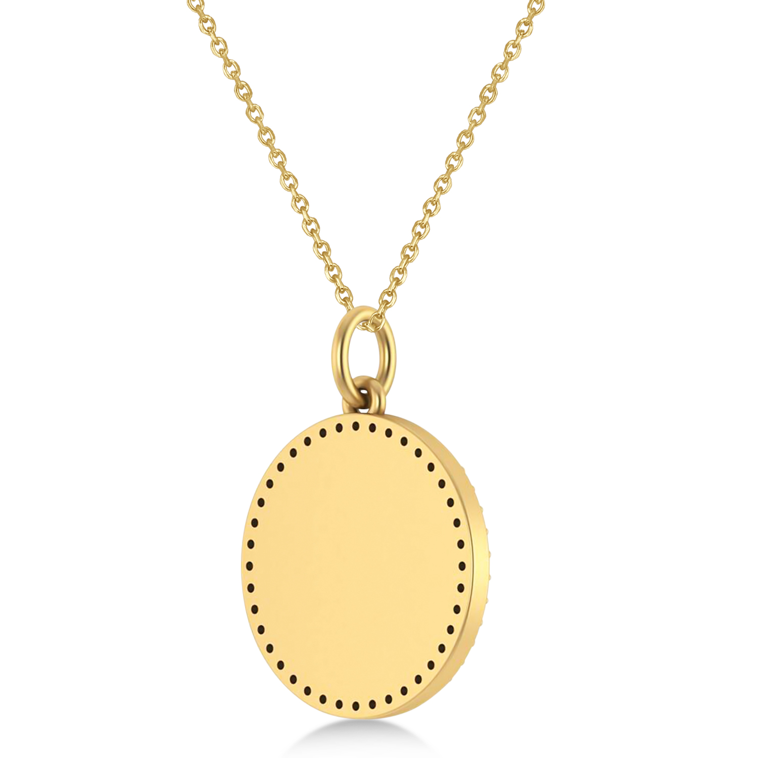 Diamond Jewish Am Yisrael Chai Disc Pendant Necklace 14K Yellow Gold (.40ct)
