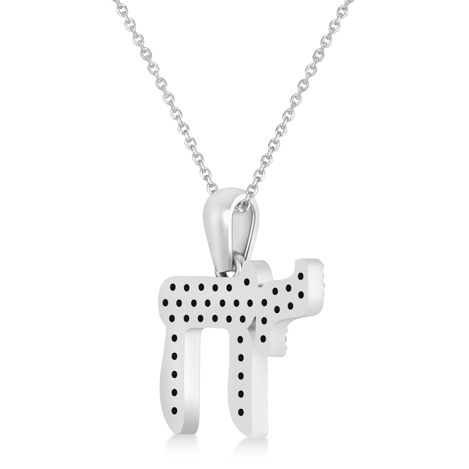 Diamond Jewish Chai Pendant Necklace 14K White Gold (0.57ct)