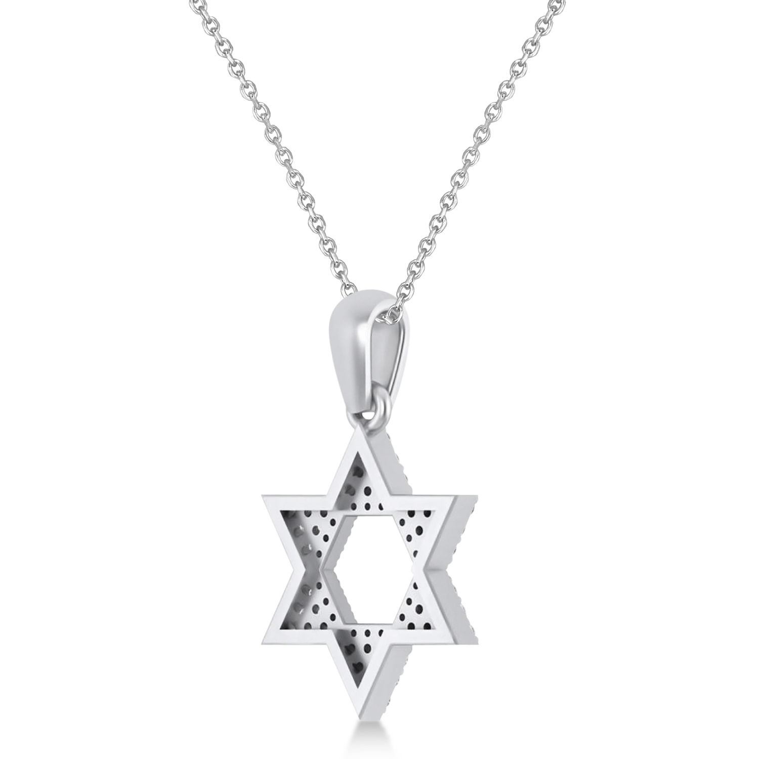 Blue Sapphire & Diamond Jewish Star Of David Pendant Necklace 14K White Gold (0.48ct)